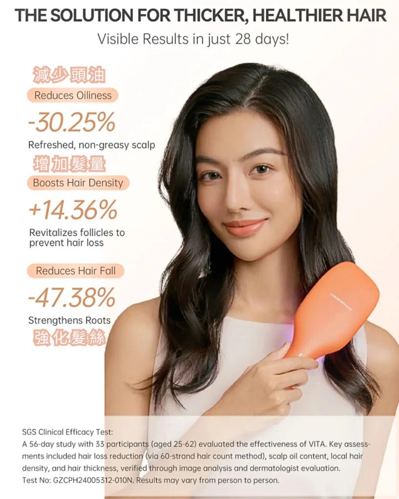 vita 光能養髮梳｜touchbeauty 紅光微電流頭皮護理神器 tb 2343